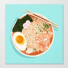 Japanese Seafood Ramen in Blue Canvas Print
