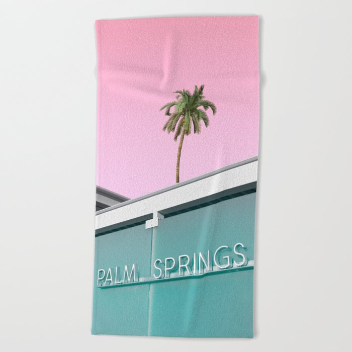 Welcome to Palm Springs with Pink Sky Beach Towel