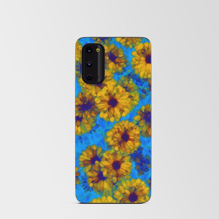 Yellow Blue floral bloom summer design Android Card Case