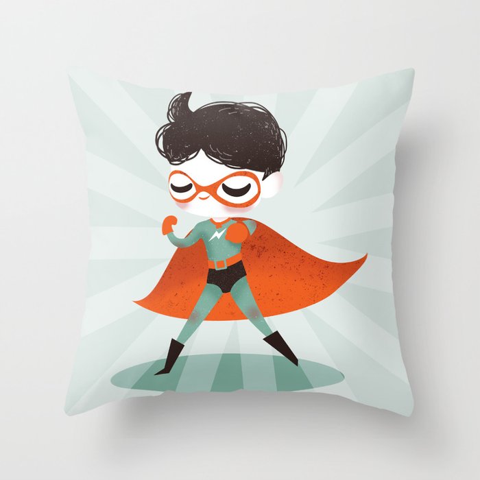 Super Hero ! Boy Throw Pillow