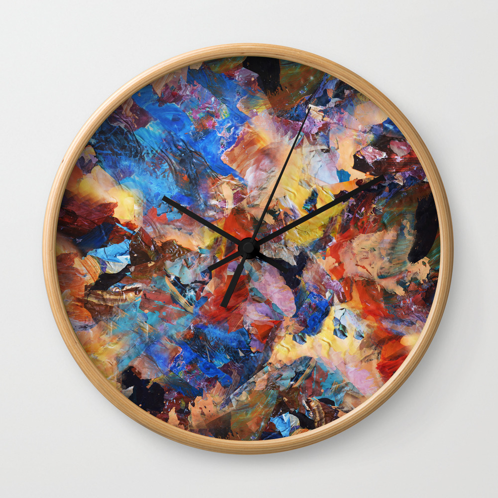 Dark Paint Splash Wall Clock By Walyco Art Society6