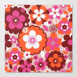 Groovy Florals – Pink & Maroon Canvas Print