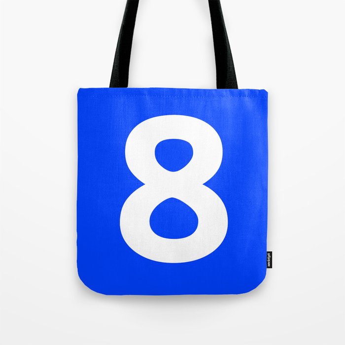 Number 8 (White & Blue) Tote Bag