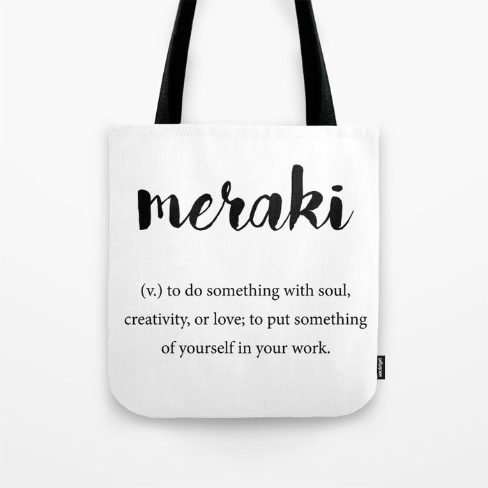 Meraki definition, Creativity Unique Words Dictionary Tote Bag
