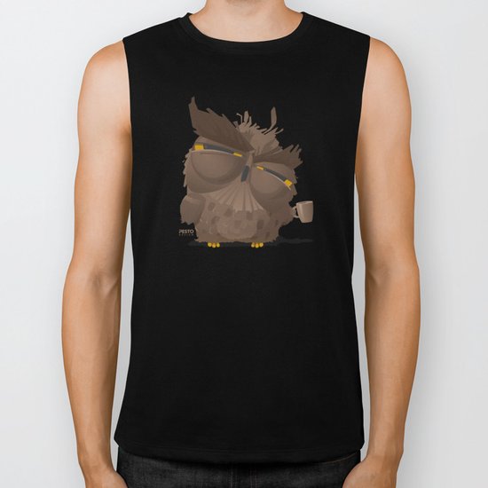 Grumpy coffee owl Biker Tank