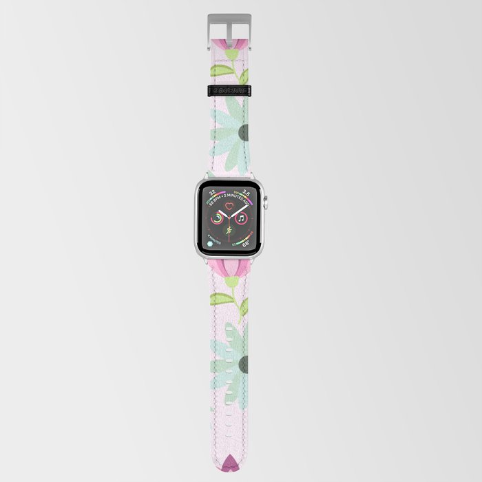 Cute flower elements semless pattern on Lavender Blush Background Apple Watch Band