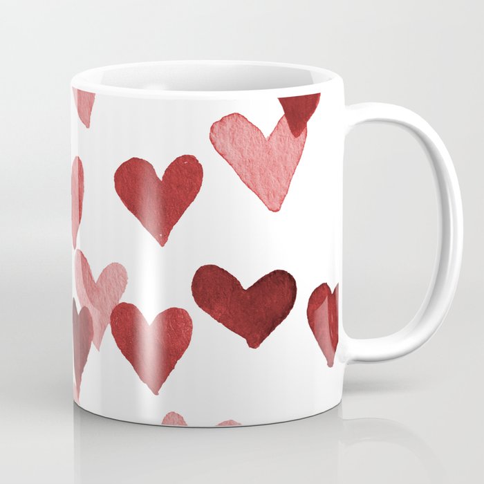 Valentine's Day Watercolor Hearts - red Coffee Mug