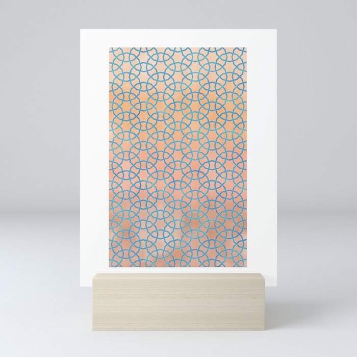 Pink blue geometric pattern Mini Art Print