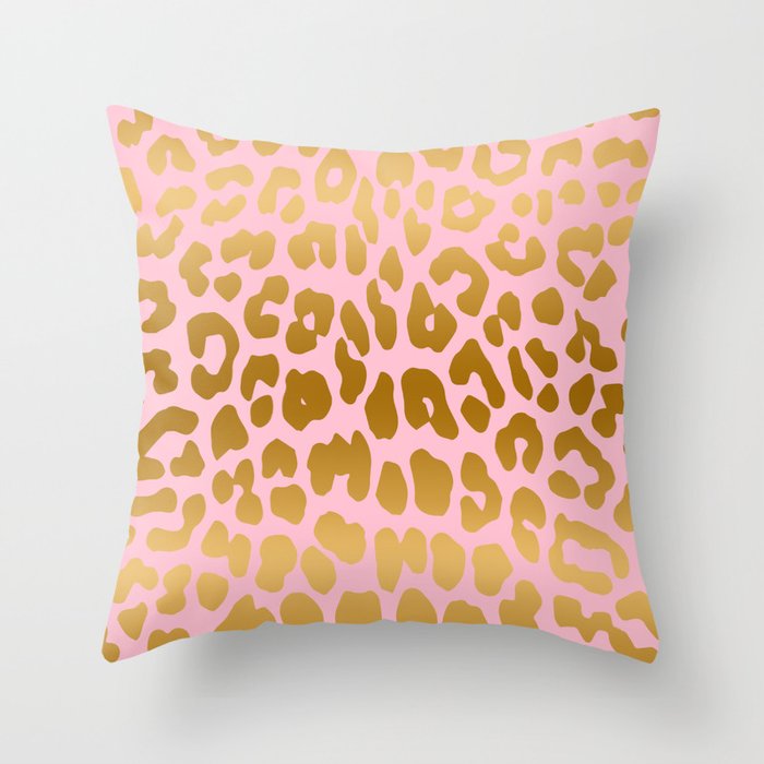 Leopard (Pink & Gold) Throw Pillow