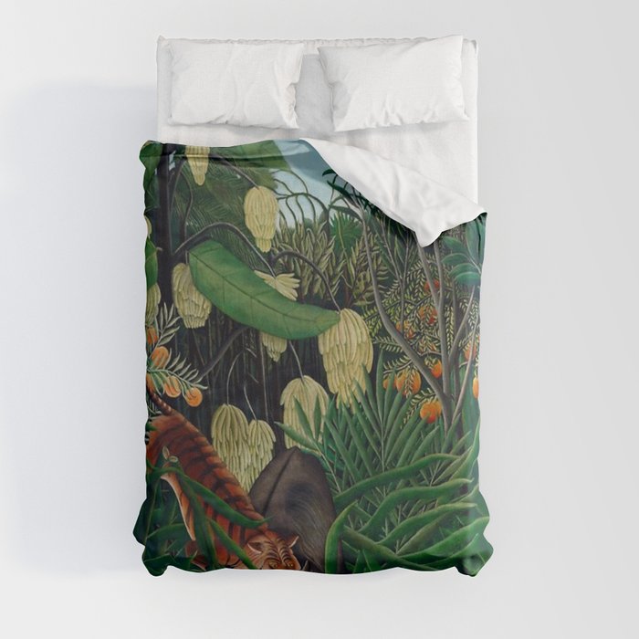Fight between a Tiger and a Buffalo Henri Rousseau Duvet Cover