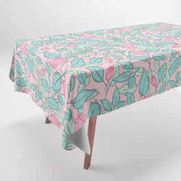 Bright floral pattern in pink and green ice cream colors Tablecloth