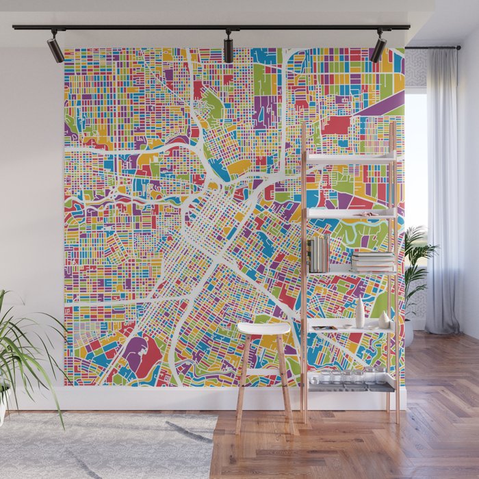 Houston Texas City Street Map Wall Mural By Artpause