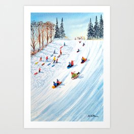 Sledding Fun On A Snow Day Art Print