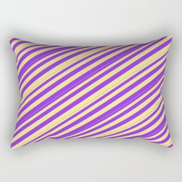 [ Thumbnail: Tan & Purple Colored Pattern of Stripes Rectangular Pillow ]