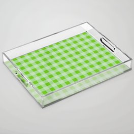 Alien Green Summer Cabana Beach Picnic Gingham Check Acrylic Tray