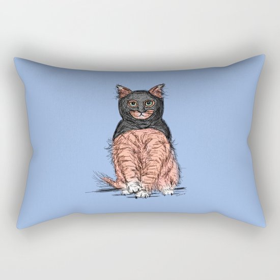 Periwinkle Pink Bat Cat Rectangular Pillow