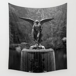 Believe in Magic, Bethesda Terrace Angel Fountain black and white photograph / art photography Wall Tapestry