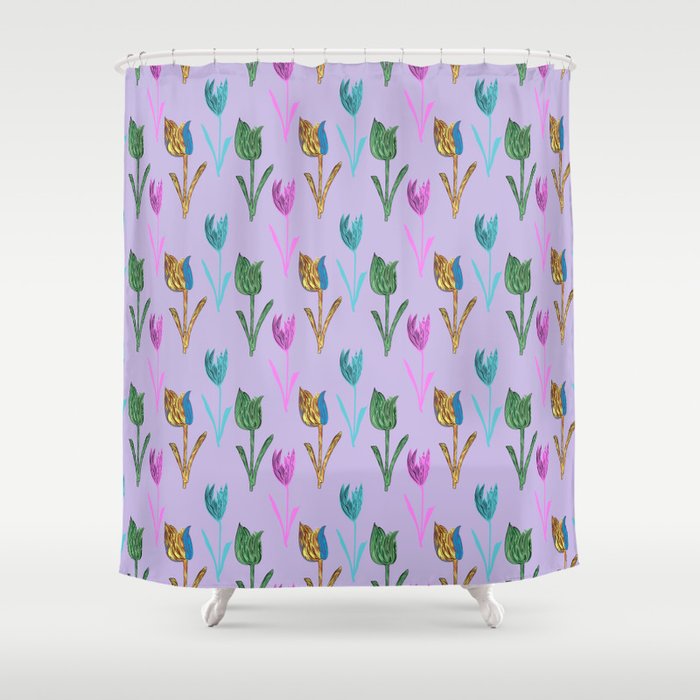 Vivid tropical tulips Shower Curtain