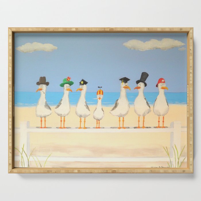 Seagulls with Hats Serving Tray