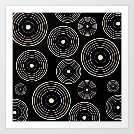 CONCENTRIC CIRCLES IN BLACK (abstract pattern) Art Print