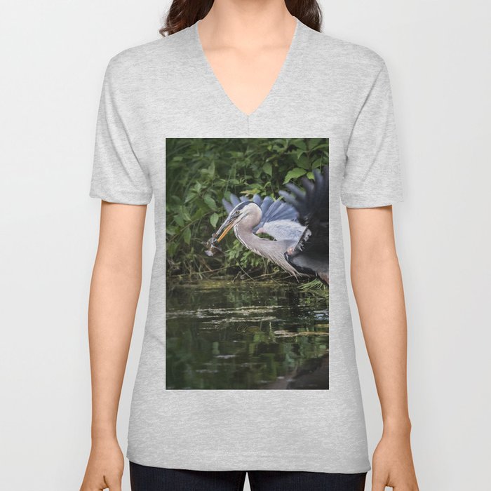 Heron Take-off V Neck T Shirt