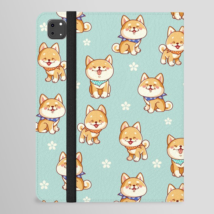 Happy Shiba Inu Puppers with Bandanas  iPad Folio Case