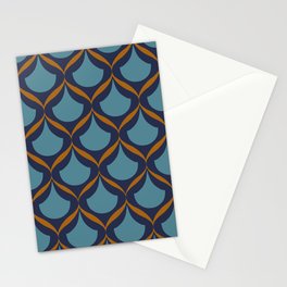 Moroccan Ogee Pattern 2.1 Blue Teal Orange Ribbon Stationery Card
