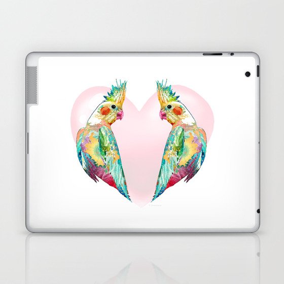 Cockatiel Love - Colorful Tropical Bird Art Laptop & iPad Skin