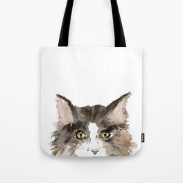 Maine Coon Cat Watercolor Tote Bag