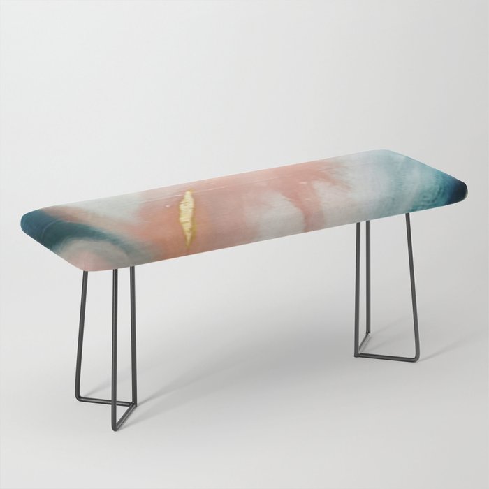 Celestial [3]: a minimal abstract mixed-media piece in Pink, Blue, and gold by Alyssa Hamilton Art Bench