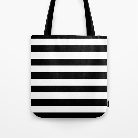 Horizontal Stripes (Black/White) Tote Bag