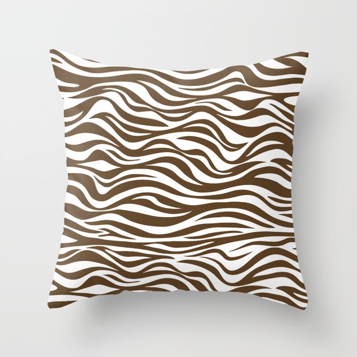 Brown Zebra Skin Print Throw Pillow