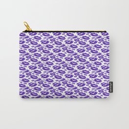 Two Kisses Collided Midnight Blue Lips Pattern On White Background Carry-All Pouch