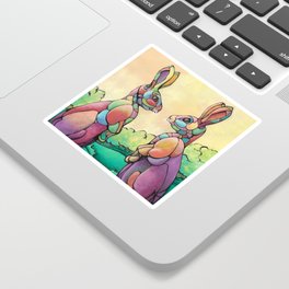 A Pair of Hares Sticker
