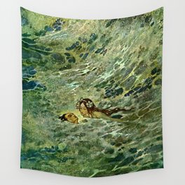 “The Mermaid in the Sea” by Edmund Dulac Wall Tapestry