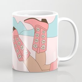 Cute Desert Cowgirl Pink Cowboy Boots Daisy Mug
