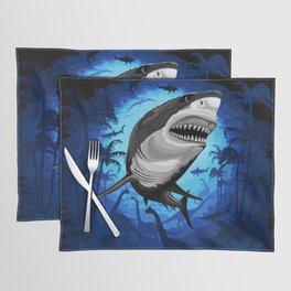 Shark Great White on Surreal Jurassic Scenery Placemat
