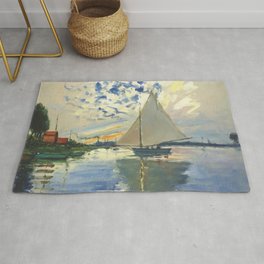 Sailboat Le-Petit-Gennevilliers Claude Monet Fine Art Rug