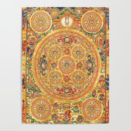 Buddhist Mandala 44 Five Circles Poster