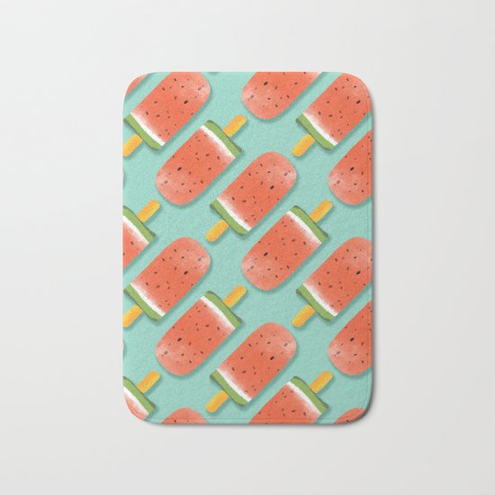 Watermelon Popsicles Pattern #society6 #decor #buyart Bath Mat