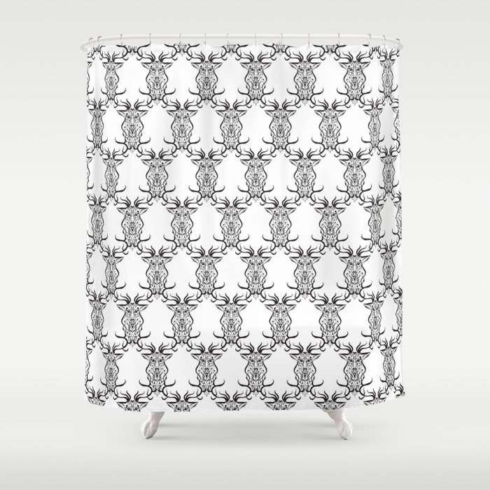 Deer Black and White Pattern Shower Curtain
