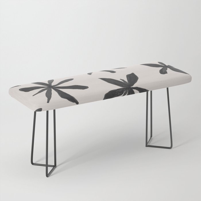 60s Black and White Scandinavian Hygge Flowers Bench
