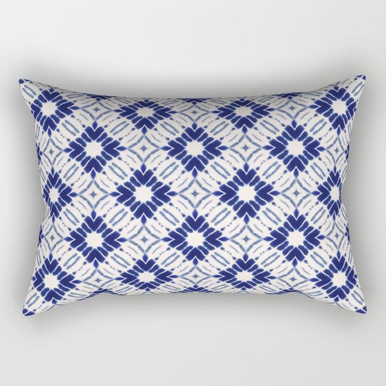 Watercolor Shibori Blue Rectangular Pillow