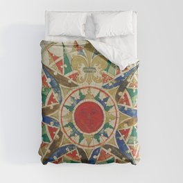 Vintage Compass Rose Diagram (1502) Duvet Cover | Drawing, Adventure, Travel, Navagation, Boho, Compassrose, Oldcompassrose, Historical, Old, Wander 