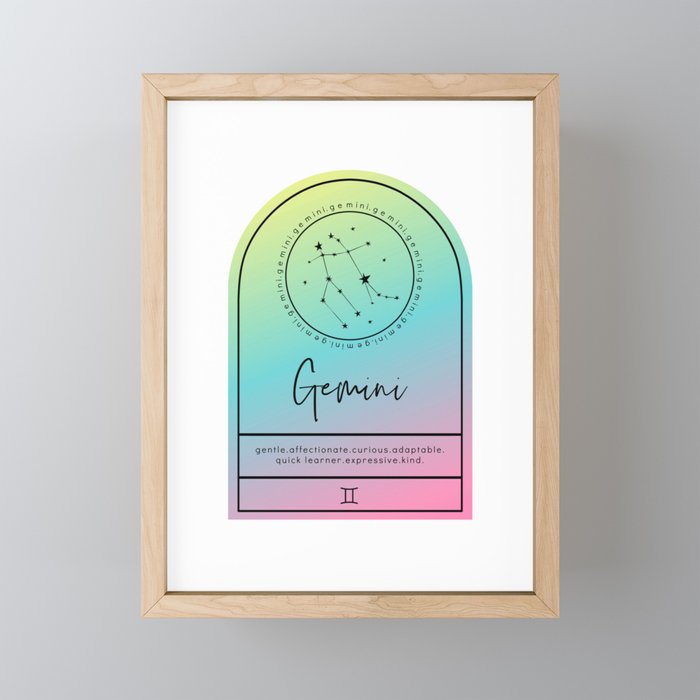 Gemini Zodiac | Gradient Arch Framed Mini Art Print