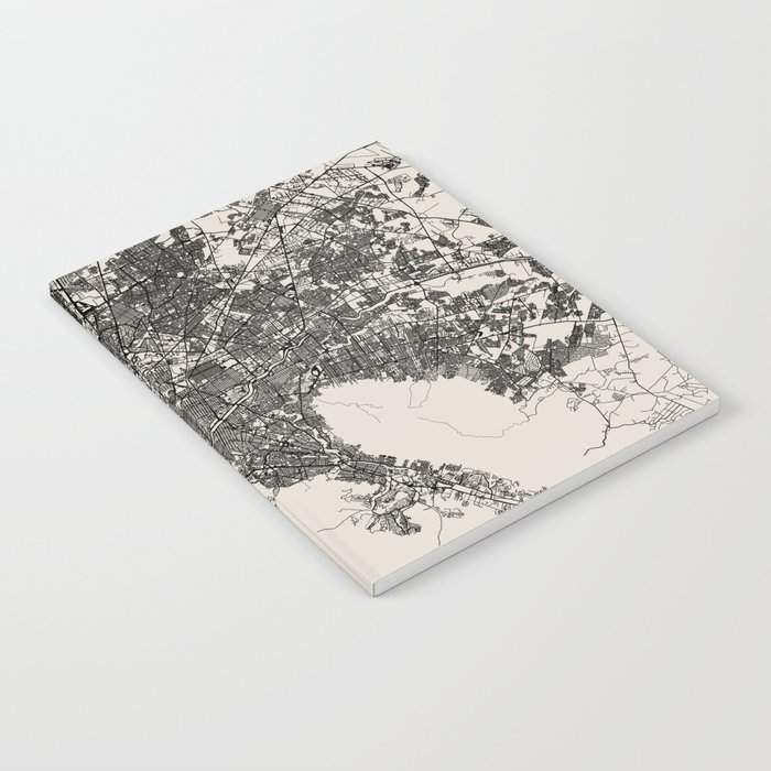 Mexico, Monterrey Map - Black and White  Notebook