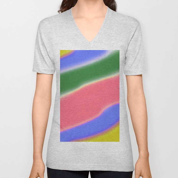  Colorful Rainbow  Aura Gradient Ombre Sombre Abstract V Neck T Shirt