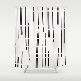 Abstract broken lines - black on off white Shower Curtain