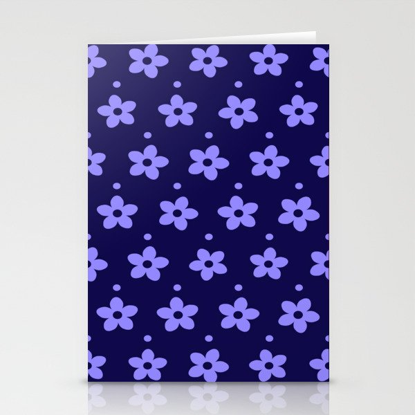 Purple & Blue Color Floral Design Stationery Cards