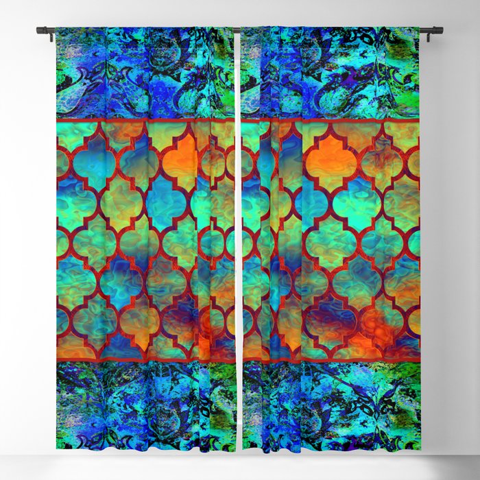 Bohemian hippy colorful country design Blackout Curtain
